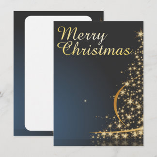 Blue Christmas Thema mit goldenem Weihnachtsbaum Einladung