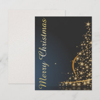Blue Christmas Thema mit goldenem Weihnachtsbaum Einladung