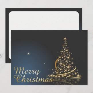 Blue Christmas Thema mit goldenem Weihnachtsbaum Einladung