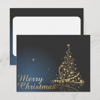Blue Christmas Thema mit goldenem Weihnachtsbaum Einladung