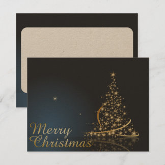 Blue Christmas Thema mit goldenem Weihnachtsbaum Einladung