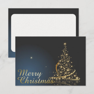 Blue Christmas Thema mit goldenem Weihnachtsbaum Einladung