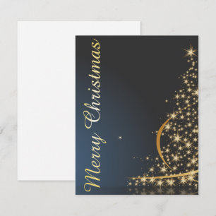 Blue Christmas Thema mit goldenem Weihnachtsbaum Einladung