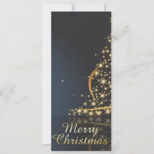 Blue Christmas Thema mit goldenem Weihnachtsbaum Feiertagskarte