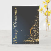 Blue Christmas Thema mit goldenem Weihnachtsbaum Karte (Gelbe Blume)