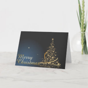 Blue Christmas Thema mit goldenem Weihnachtsbaum Karte