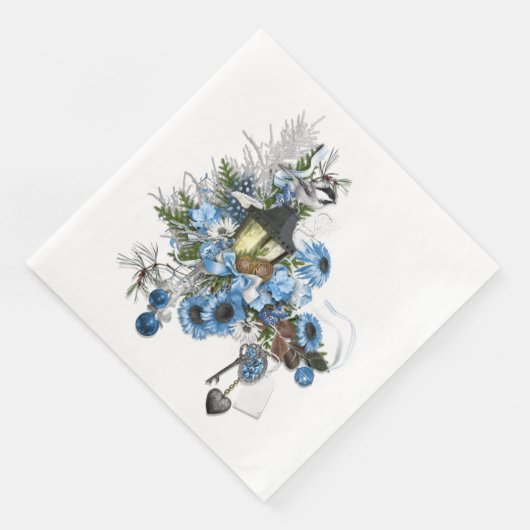 Blue Christmas Threading Arrangement Serviette (Ecke)