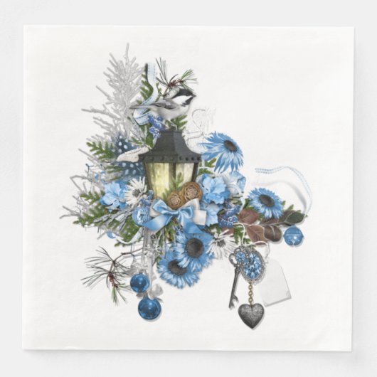 Blue Christmas Threading Arrangement Serviette (Vorderseite)