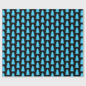 Blue Christmas Tree Abstrakt Simple Black Geschenkpapier (Flach)