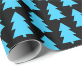 Blue Christmas Tree Abstrakt Simple Black Geschenkpapier (Rolleneckpunkt)