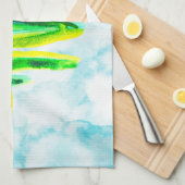 Blue Christmas tree abstrakte Aquarellfarbe Küche Geschirrtuch (Viertel Falte)