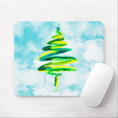 Blue Christmas tree abstrakte Aquarellfarbe Mouse  Mousepad (Mit Mouse)