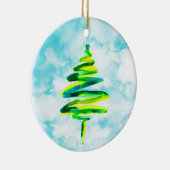 Blue Christmas Tree Aquarell Keramik Ornament (Rechts)