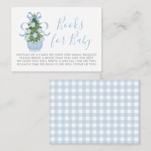 Blue Christmas Tree Baby Shower Book Request Card Begleitkarte (Vorne/Hinten)