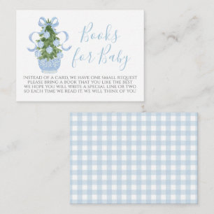 Blue Christmas Tree Baby Shower Book Request Card Begleitkarte