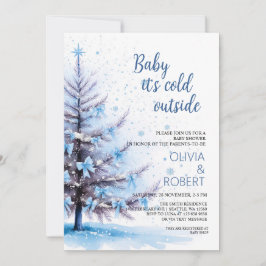 Blue Christmas Tree Baby Shower Einladung