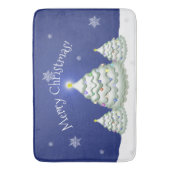 Blue Christmas Tree Bath Mat Badematte (Vorderseite Vertikal)
