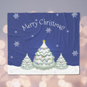 Blue Christmas Tree Blanket Fleecedecke
