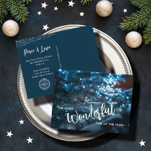 Blue Christmas Tree Business Logo Feiertagspostkarte