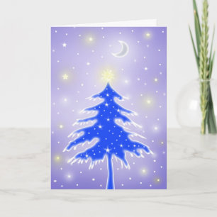 Blue Christmas Tree Card Feiertagskarte