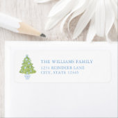 Blue Christmas Tree Christmas Return Address Label (Insitu)