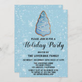 Blue Christmas Tree Cookie Holiday Party Snow Einladung (Vorne/Hinten)