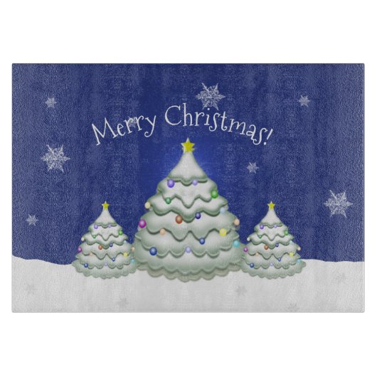 Blue Christmas Tree Cutting Board Schneidebrett (Vorderseite)