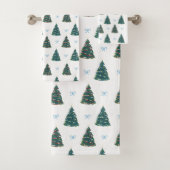 Blue Christmas Tree Farm Geschenk Wrap Badhandtuch Set (Insitu)