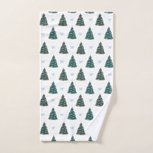 Blue Christmas Tree Farm Geschenk Wrap Badhandtuch Set (Handtuch)