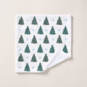 Blue Christmas Tree Farm Geschenk Wrap Badhandtuch Set (Waschlappen)