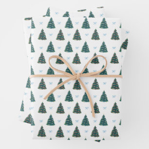 Blue Christmas Tree Farm Geschenk Wrap Geschenkpapier Set