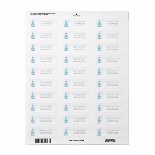 Blue Christmas Tree Festive Return Address Label (Vorne)