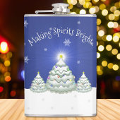 Blue Christmas Tree Flask Flachmann