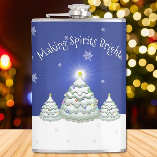 Blue Christmas Tree Flask Flachmann