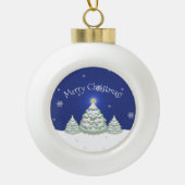 Blue Christmas Tree Gerahmte Ornament (Vorderseite)
