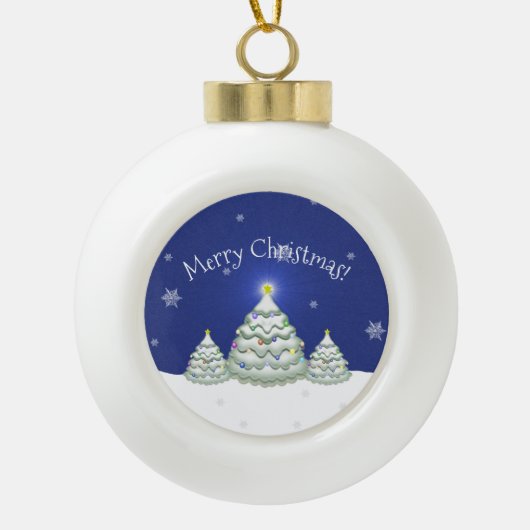 Blue Christmas Tree Gerahmte Ornament (Vorderseite)