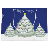 Blue Christmas Tree Geschenktasche Große Geschenktüte (Vorderseite)