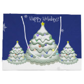 Blue Christmas Tree Geschenktasche Große Geschenktüte (Rückseite)