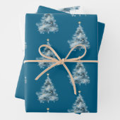 Blue Christmas Tree Gold Star Geschenkpapier Set (Beispiel)