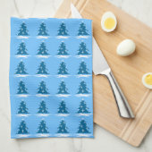 Blue Christmas Tree Handtuch Custom Holiday Teetuc (Viertel Falte)