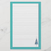 Blue Christmas Tree Holiday Gray Lined Briefpapier (Vorderseite)