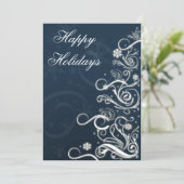 Blue Christmas Tree Holiday Greetings Feiertagskarte (Stehend Vorderseite)