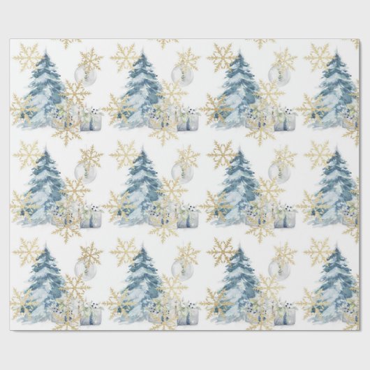 Blue Christmas Tree Holiday Packpapier (Flach)