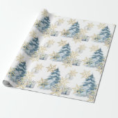 Blue Christmas Tree Holiday Packpapier (Ungerollt)