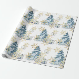 Blue Christmas Tree Holiday Packpapier