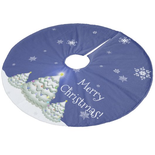 Blue Christmas Tree Holiday Tree Skirt Fleece Weihnachtsbaumdecke (Schrägansicht)