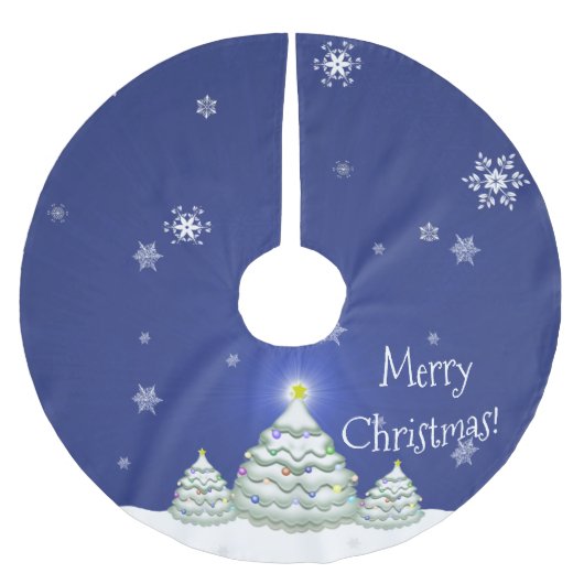 Blue Christmas Tree Holiday Tree Skirt Polyester Weihnachtsbaumdecke (Vorderseite)