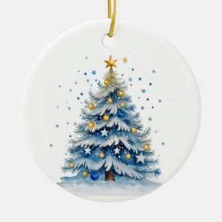 Blue Christmas Tree Keramik Ornament
