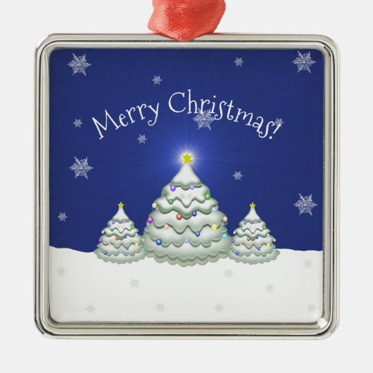 Blue Christmas Tree Keramik Ornament Aus Metall (Vorne)