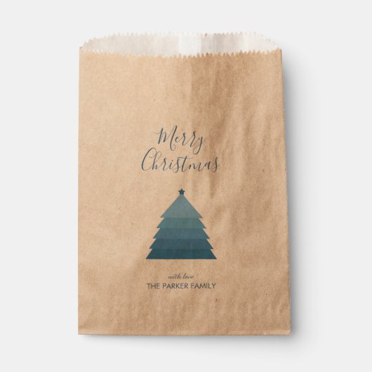 Blue Christmas Tree Kraft Geschenktütchen (Vorderseite)